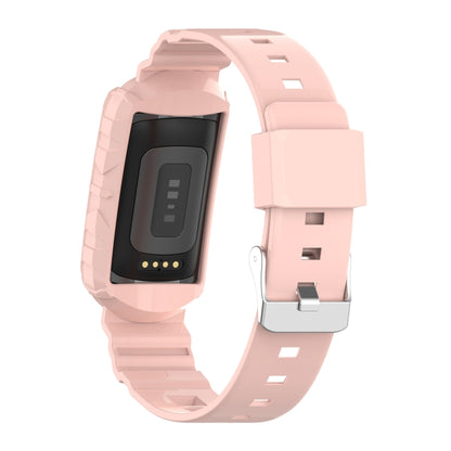 For Fitbit Charge 6 / 5 / 4 / 3 Armor Integrated TPU Watch Band(Light Pink) by bashfashion