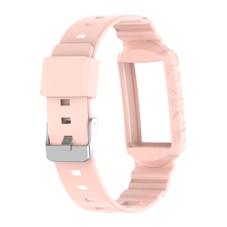 For Fitbit Charge 6 / 5 / 4 / 3 Armor Integrated TPU Watch Band(Light Pink) by bashfashion