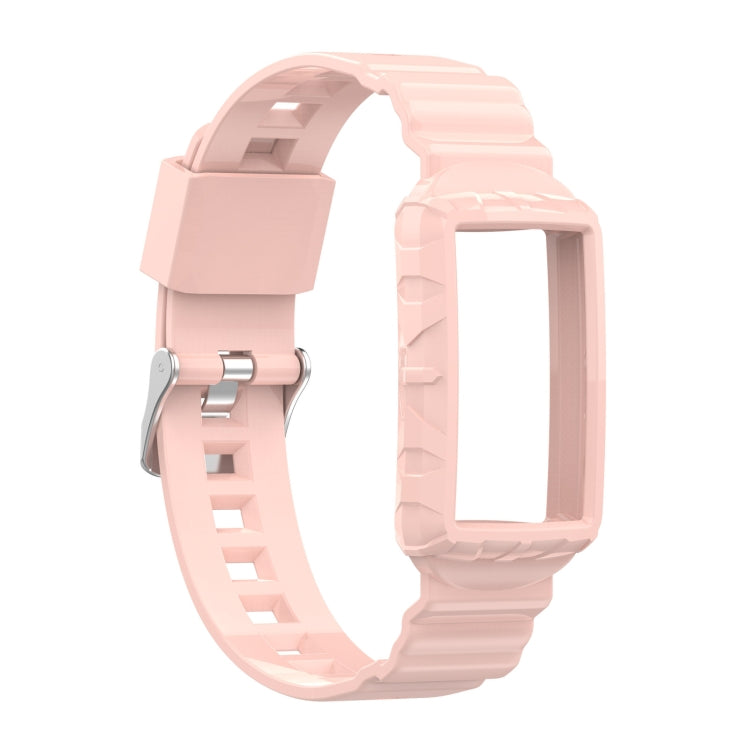 For Fitbit Charge 6 / 5 / 4 / 3 Armor Integrated TPU Watch Band(Light Pink) by bashfashion