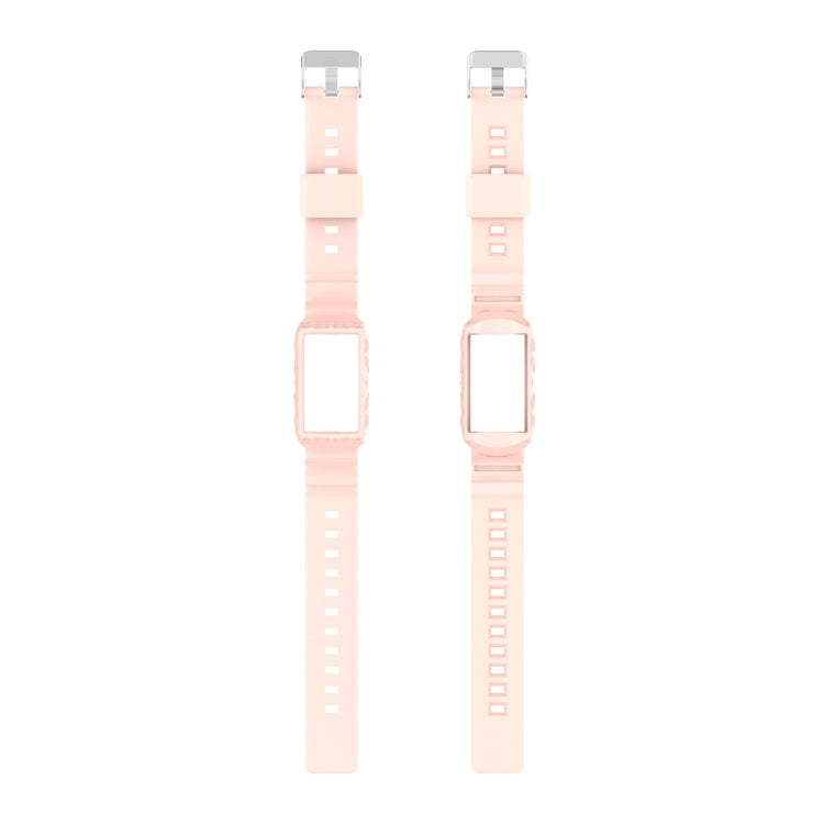 For Fitbit Charge 6 / 5 / 4 / 3 Armor Integrated TPU Watch Band(Light Pink) by bashfashion