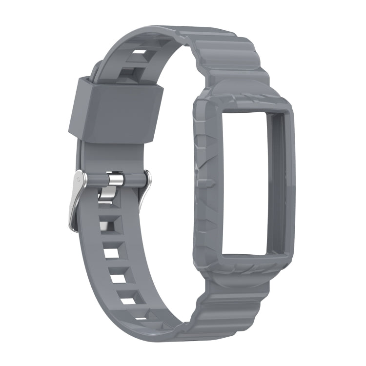 For Fitbit Charge 6 / 5 / 4 / 3 Armor Integrated TPU Watch Band(Gray) by bashfashion