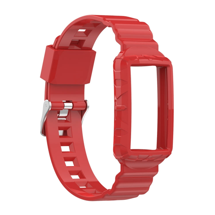 For Fitbit Charge 6 / 5 / 4 / 3 Armor Integrated TPU Watch Band(Red) by bashfashion