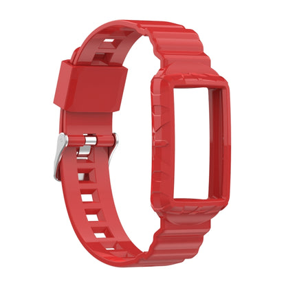 For Fitbit Charge 6 / 5 / 4 / 3 Armor Integrated TPU Watch Band(Red) by bashfashion