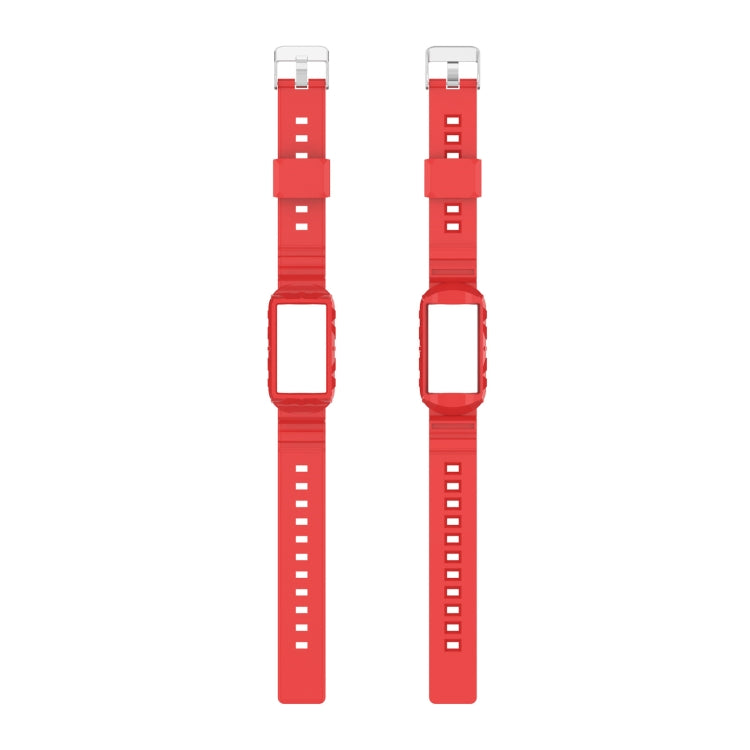 For Fitbit Charge 6 / 5 / 4 / 3 Armor Integrated TPU Watch Band(Red) by bashfashion