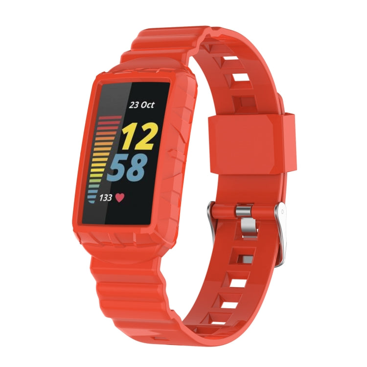 For Fitbit Charge 6 / 5 / 4 / 3 Armor Integrated TPU Watch Band(Orange) by bashfashion