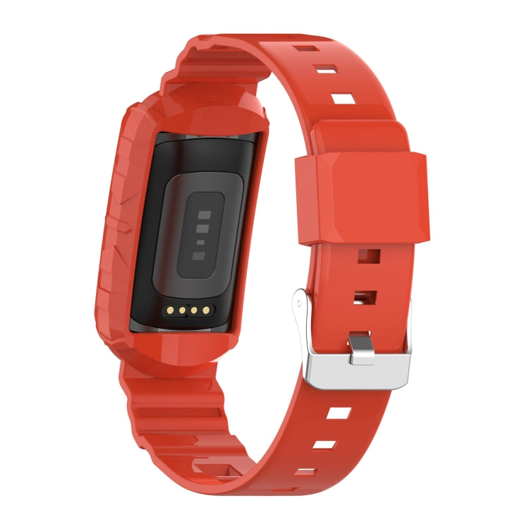 For Fitbit Charge 6 / 5 / 4 / 3 Armor Integrated TPU Watch Band(Orange) by bashfashion