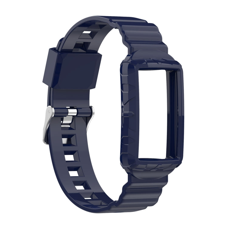 For Fitbit Charge 6 / 5 / 4 / 3 Armor Integrated TPU Watch Band(Navy Blue) by bashfashion