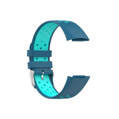 For Fitbit Charge 6 Dual Color Breathable Silicone Watch Band(Blue+Teal Green) by bashfashion
