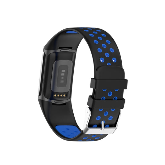For Fitbit Charge 6 Dual Color Breathable Silicone Watch Band(Black+Blue) by bashfashion