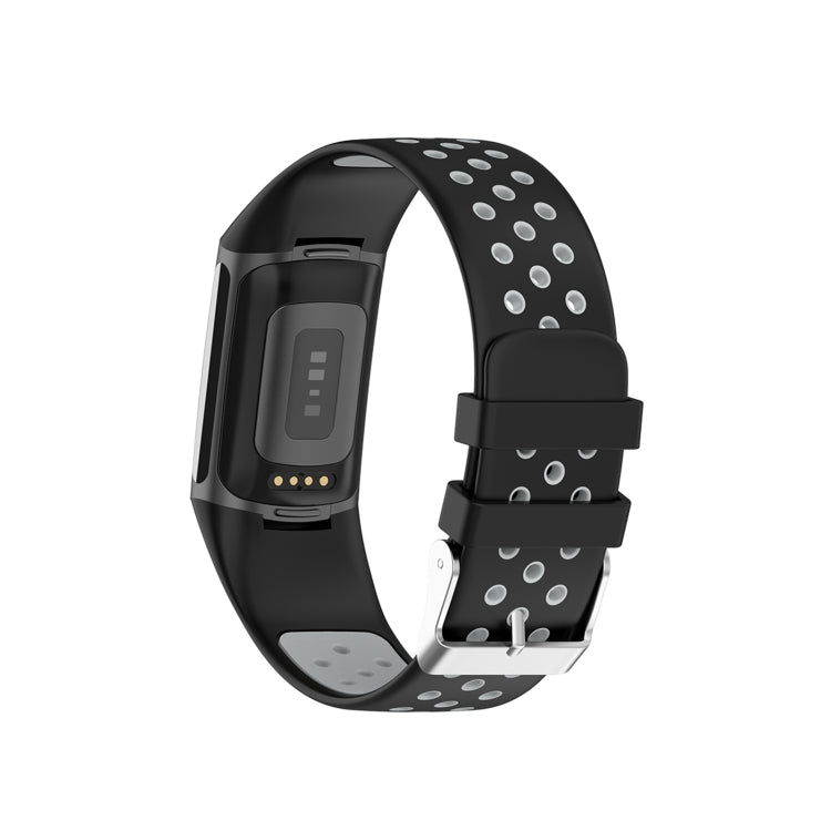 For Fitbit Charge 6 Dual Color Breathable Silicone Watch Band(Black+Gray) by bashfashion