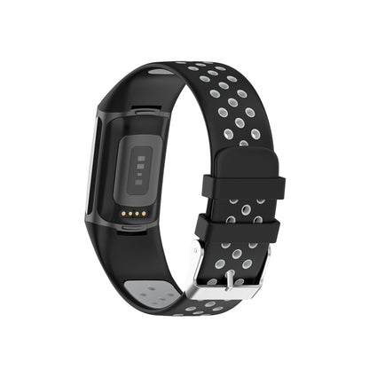 For Fitbit Charge 6 Dual Color Breathable Silicone Watch Band(Black+Gray) by bashfashion