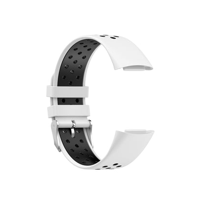 For Fitbit Charge 6 Dual Color Breathable Silicone Watch Band(White+Black) by bashfashion