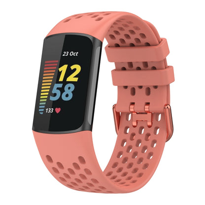 For Fitbit Charge 6 Solid Color Breathable Sports Silicone Watch Band(Pink) by bashfashion