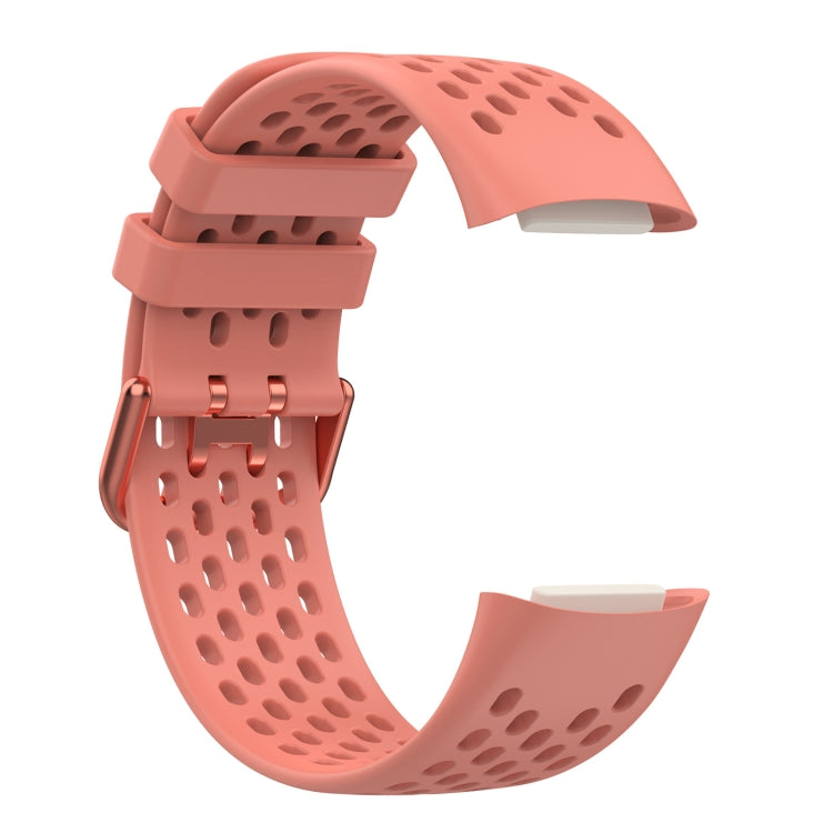 For Fitbit Charge 6 Solid Color Breathable Sports Silicone Watch Band(Pink) by bashfashion