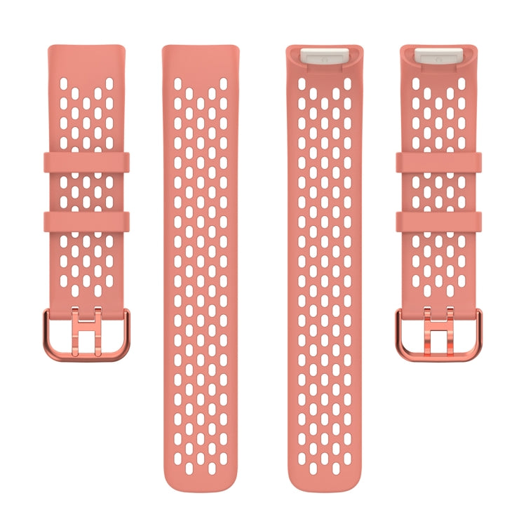 For Fitbit Charge 6 Solid Color Breathable Sports Silicone Watch Band(Pink) by bashfashion