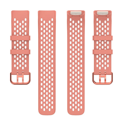 For Fitbit Charge 6 Solid Color Breathable Sports Silicone Watch Band(Pink) by bashfashion
