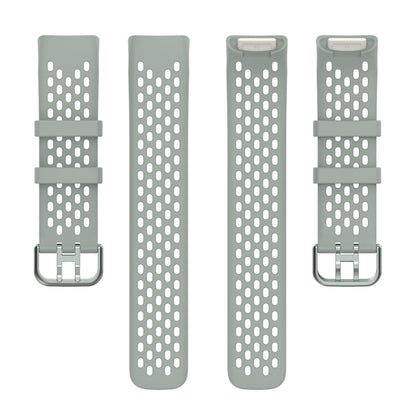 For Fitbit Charge 6 Solid Color Breathable Sports Silicone Watch Band(Gray) by bashfashion
