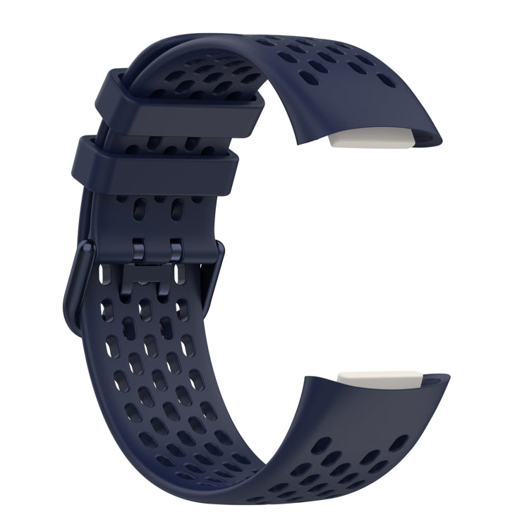 For Fitbit Charge 6 Solid Color Breathable Sports Silicone Watch Band(Dark Blue) by bashfashion