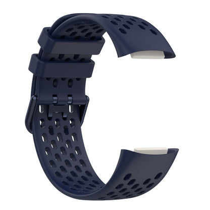 For Fitbit Charge 6 Solid Color Breathable Sports Silicone Watch Band(Dark Blue) by bashfashion