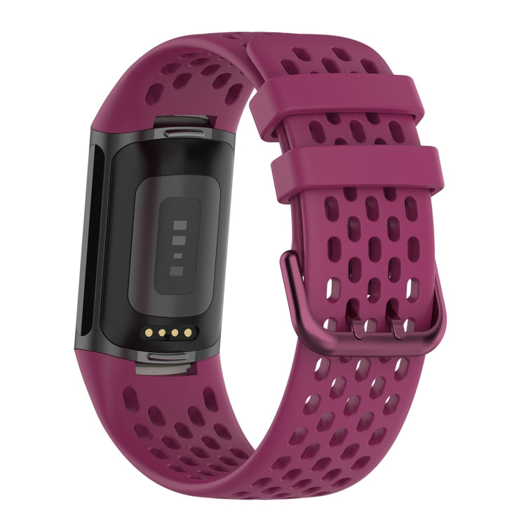 For Fitbit Charge 6 Solid Color Breathable Sports Silicone Watch Band(Wine Red) by bashfashion