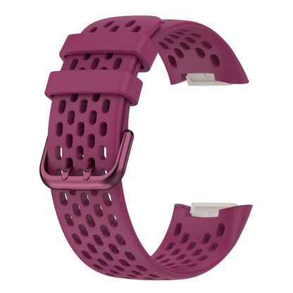 For Fitbit Charge 6 Solid Color Breathable Sports Silicone Watch Band(Wine Red) by bashfashion