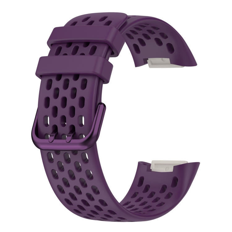 For Fitbit Charge 6 Solid Color Breathable Sports Silicone Watch Band(Dark Purple) by bashfashion