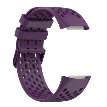 For Fitbit Charge 6 Solid Color Breathable Sports Silicone Watch Band(Dark Purple) by bashfashion
