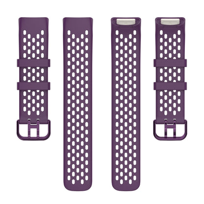 For Fitbit Charge 6 Solid Color Breathable Sports Silicone Watch Band(Dark Purple) by bashfashion