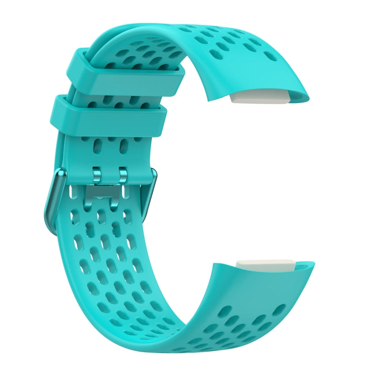 For Fitbit Charge 6 Solid Color Breathable Sports Silicone Watch Band(Teal Green) by bashfashion