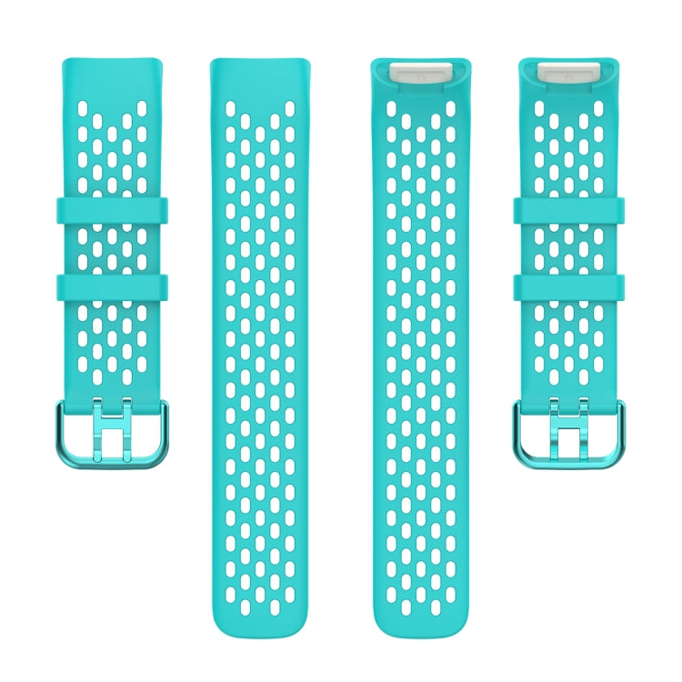 For Fitbit Charge 6 Solid Color Breathable Sports Silicone Watch Band(Teal Green) by bashfashion