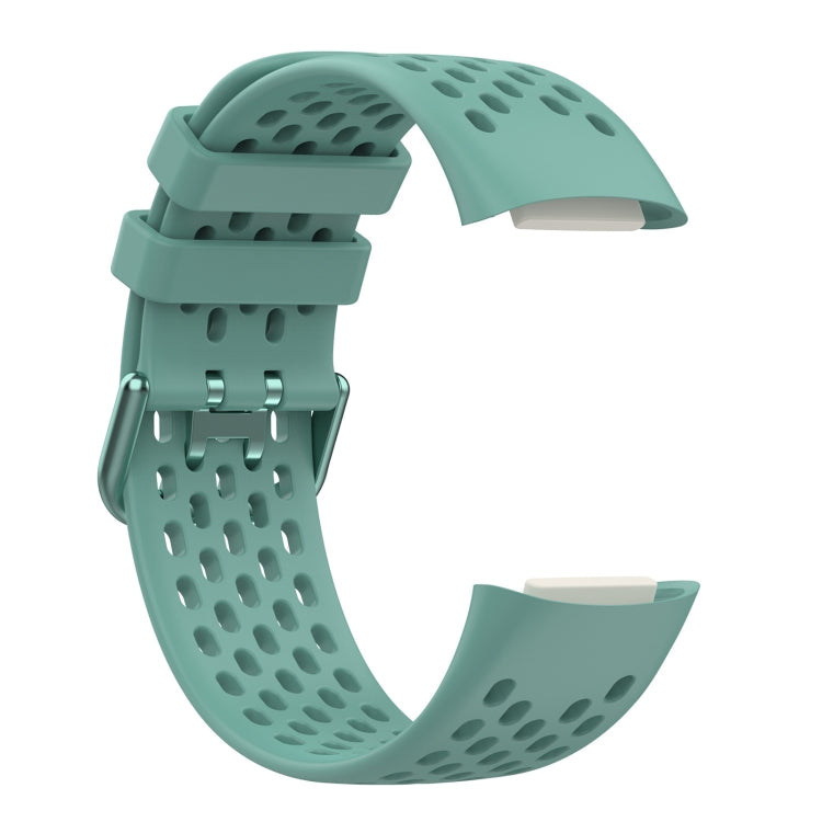 For Fitbit Charge 6 Solid Color Breathable Sports Silicone Watch Band(Pine Green) by bashfashion