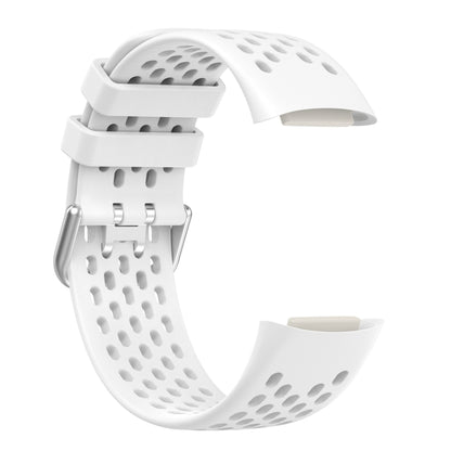 For Fitbit Charge 5 Solid Color Breathable Sports Silicone Watch Band(White) by bashfashion