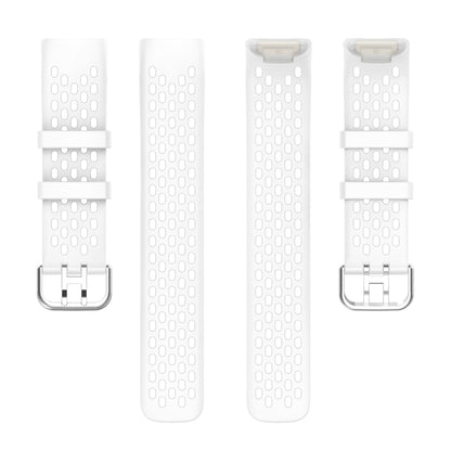 For Fitbit Charge 5 Solid Color Breathable Sports Silicone Watch Band(White) by bashfashion