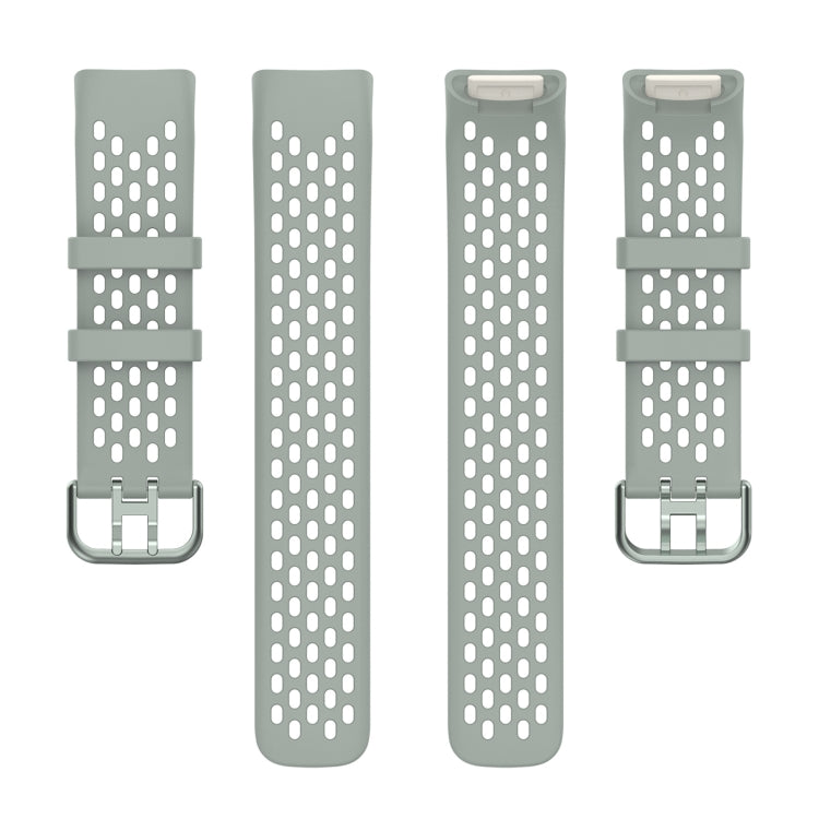 For Fitbit Charge 5 Solid Color Breathable Sports Silicone Watch Band(Gray) by bashfashion