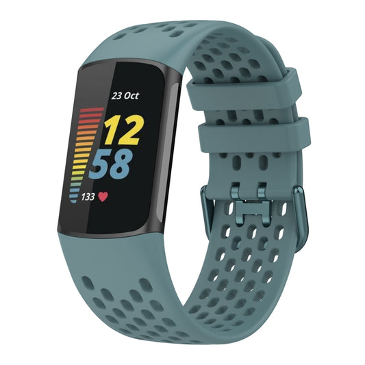 For Fitbit Charge 5 Solid Color Breathable Sports Silicone Watch Band(Blue) by bashfashion
