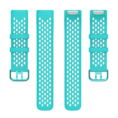 For Fitbit Charge 5 Solid Color Breathable Sports Silicone Watch Band(Teal Green) by bashfashion