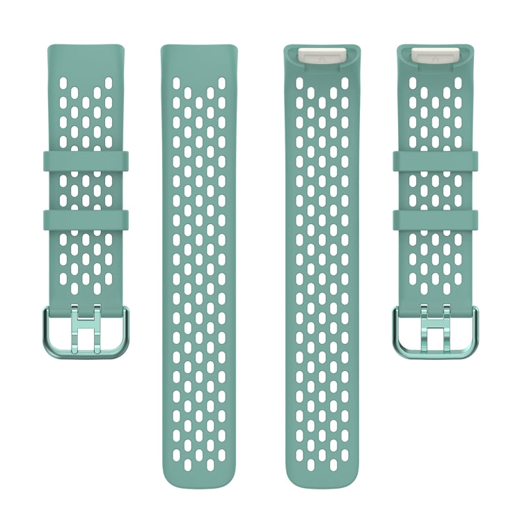 For Fitbit Charge 5 Solid Color Breathable Sports Silicone Watch Band(Pine Green) by bashfashion