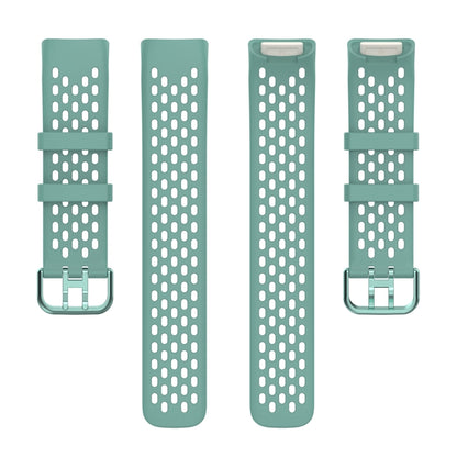 For Fitbit Charge 5 Solid Color Breathable Sports Silicone Watch Band(Pine Green) by bashfashion