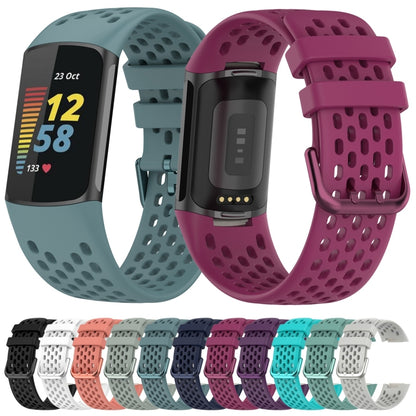 For Fitbit Charge 6 Solid Color Breathable Sports Silicone Watch Band(Starlight Color) by bashfashion