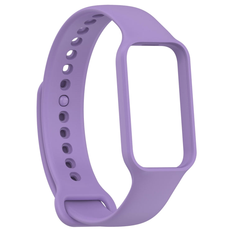 For Xiaomi Mi Band 8 Active Solid Color Integrated Silicone Watch Band(Purple) by bashfashion