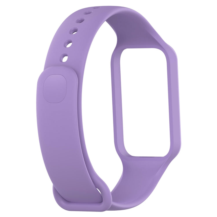 For Xiaomi Mi Band 8 Active Solid Color Integrated Silicone Watch Band(Purple) by bashfashion