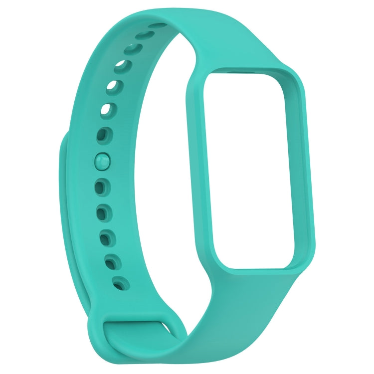 For Xiaomi Mi Band 8 Active Solid Color Integrated Silicone Watch Band(Teal Green) by bashfashion