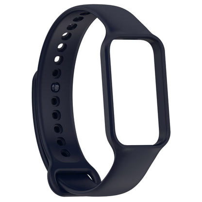 For Xiaomi Mi Band 8 Active Solid Color Integrated Silicone Watch Band(Dark Blue) by bashfashion