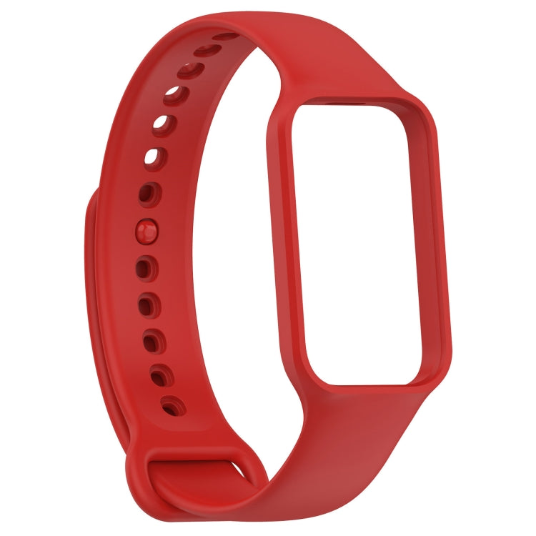For Xiaomi Mi Band 8 Active Solid Color Integrated Silicone Watch Band(Red) by bashfashion