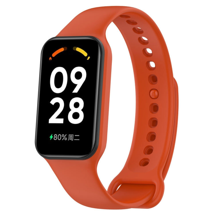 For Xiaomi Mi Band 8 Active Solid Color Integrated Silicone Watch Band(Orange) by bashfashion