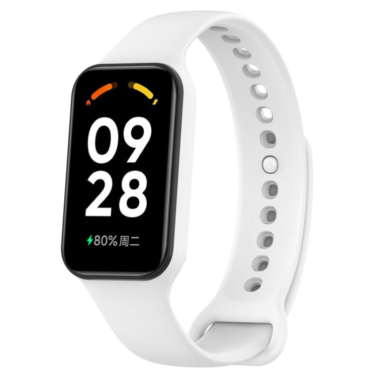 For Xiaomi Mi Band 8 Active Solid Color Integrated Silicone Watch Band(White) by bashfashion