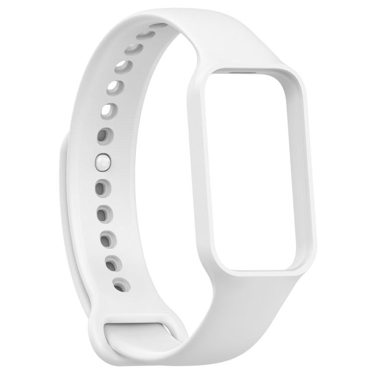 For Xiaomi Mi Band 8 Active Solid Color Integrated Silicone Watch Band(White) by bashfashion