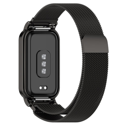 For Xiaomi Mi Band 8 Active Milan Magnetic Metal Steel Mesh Watch Band + Watch Frame(Black) by bashfashion