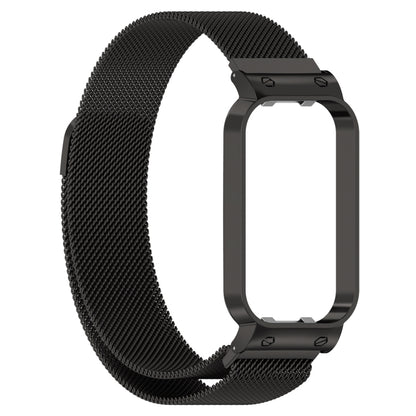 For Xiaomi Mi Band 8 Active Milan Magnetic Metal Steel Mesh Watch Band + Watch Frame(Black) by bashfashion