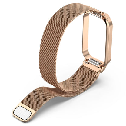 For Xiaomi Mi Band 8 Active Milan Magnetic Metal Steel Mesh Watch Band + Watch Frame(Rose Gold) by bashfashion